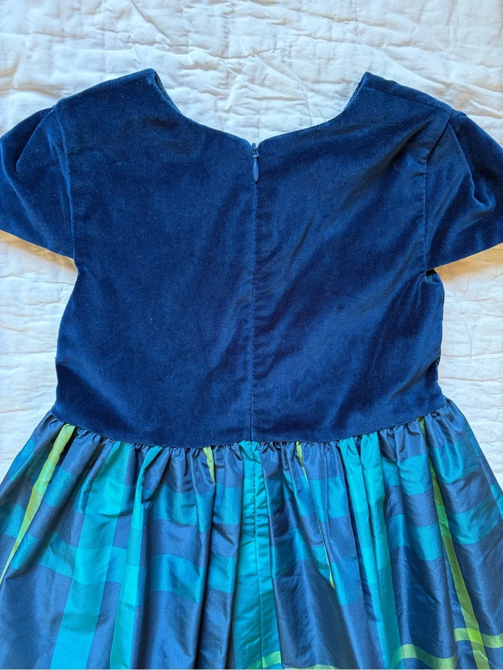 Jacadi Navy and Teal Plaid Holiday Dress